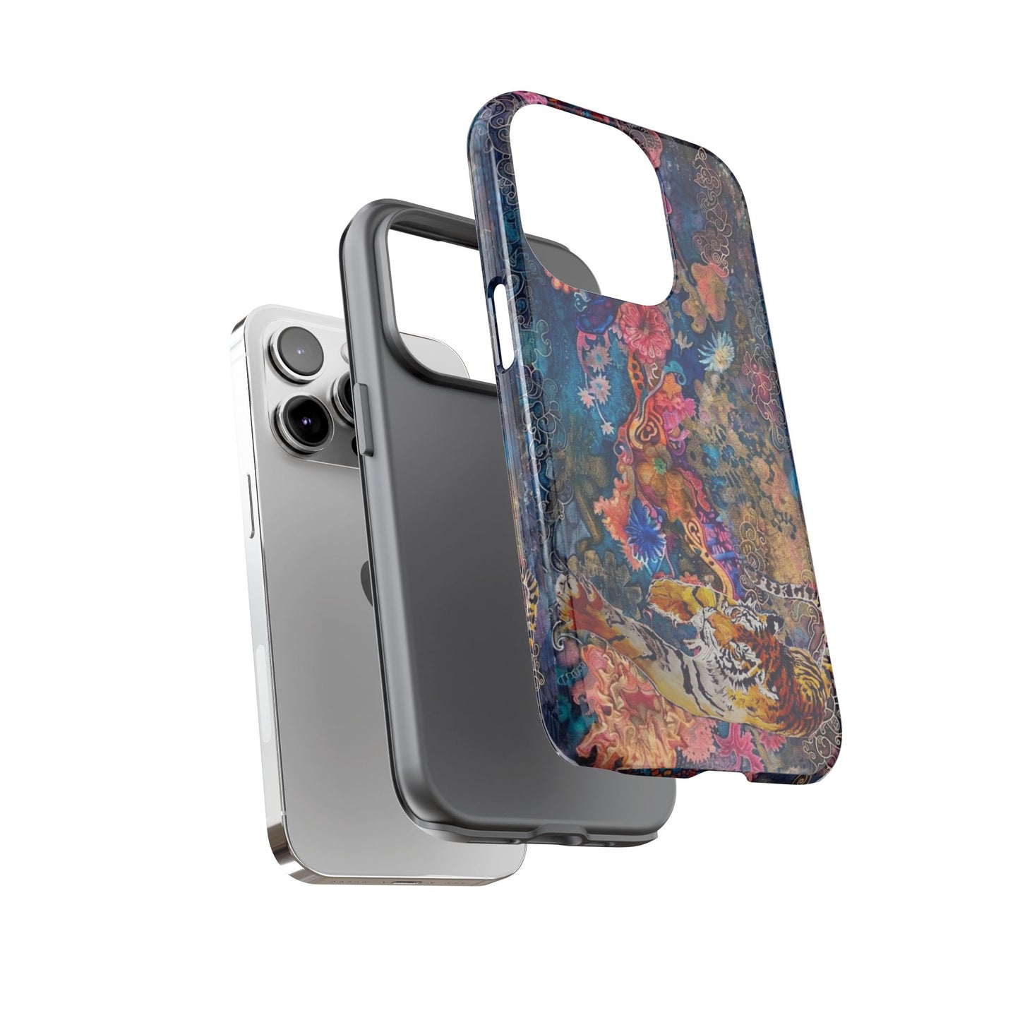 Phone Case - Colorful Floral Tiger Tough Case