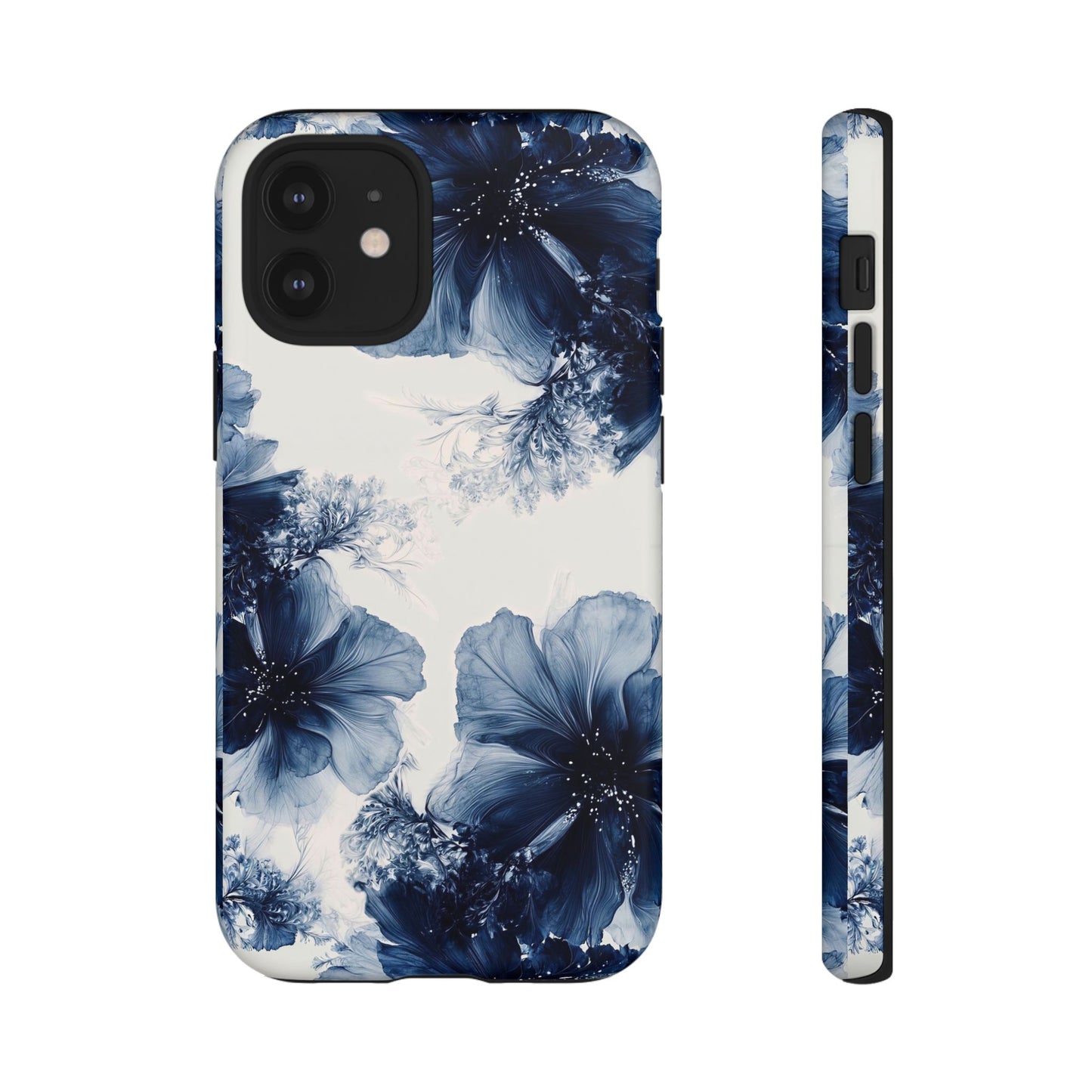Floral Indigo Tough Phone Case — Blue Botanical Protective Cover