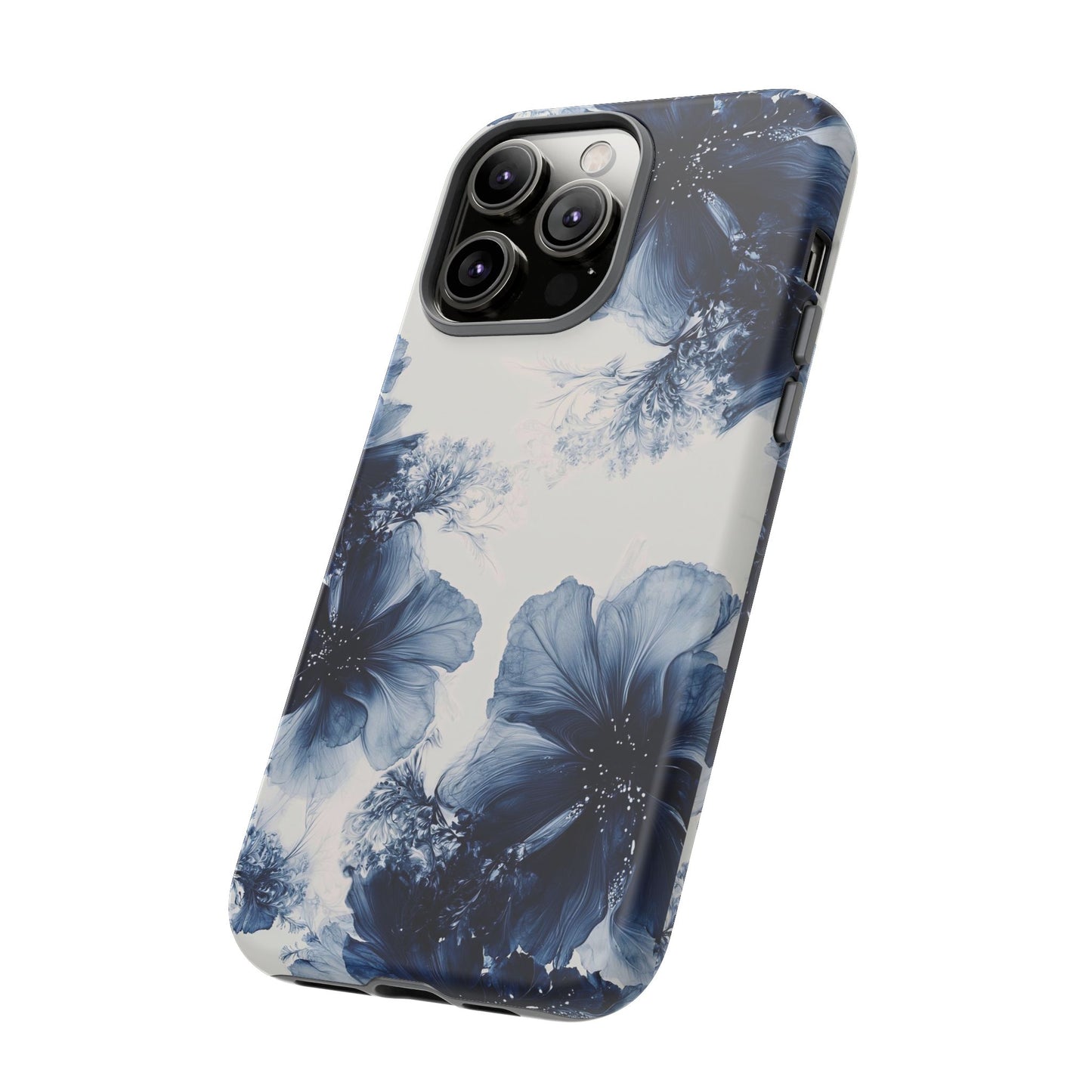 Floral Indigo Tough Phone Case — Blue Botanical Protective Cover