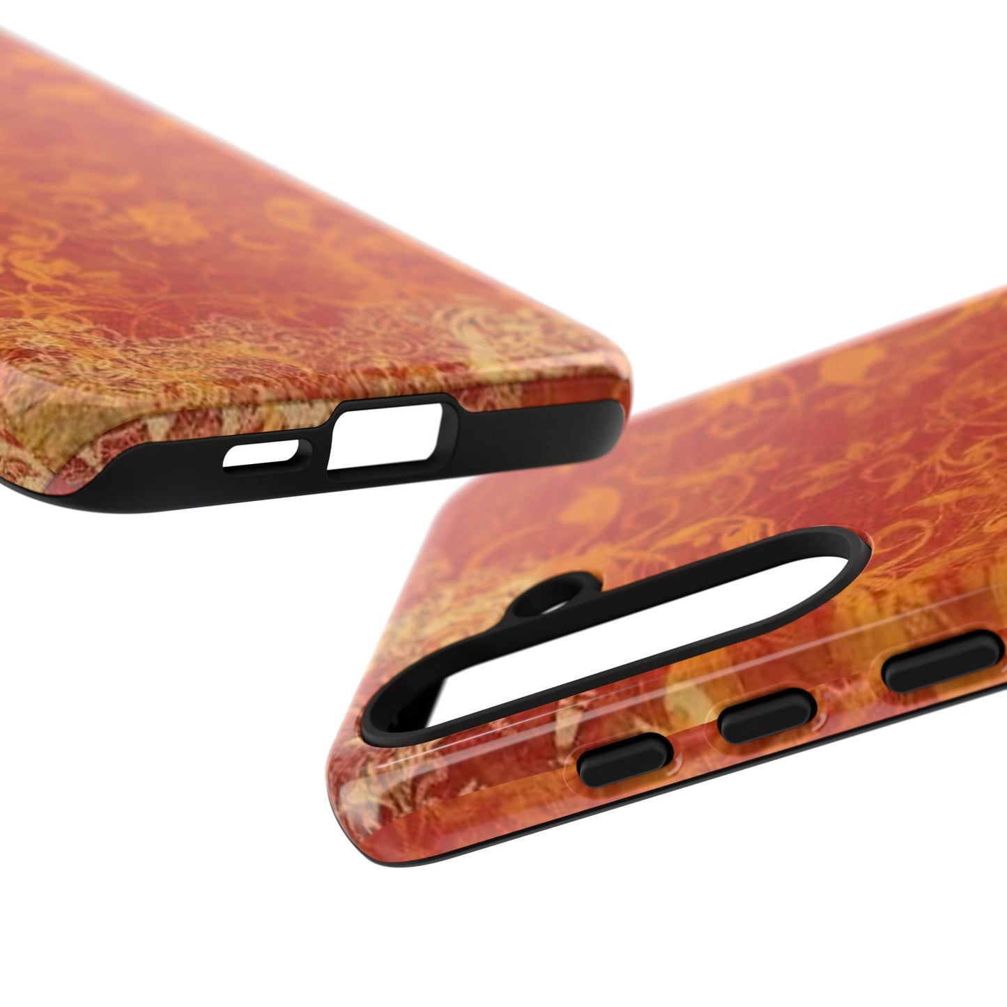 Floral Autumn iPhone Tough Case — Orange Vintage Scroll Design