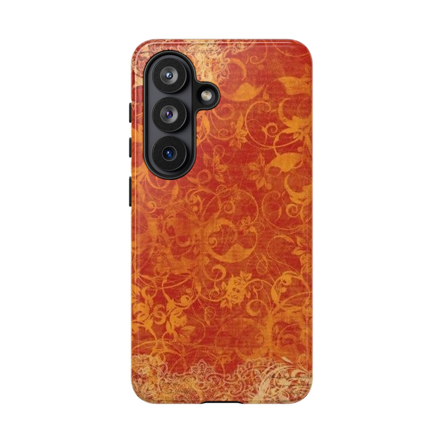 Floral Autumn iPhone Tough Case — Orange Vintage Scroll Design
