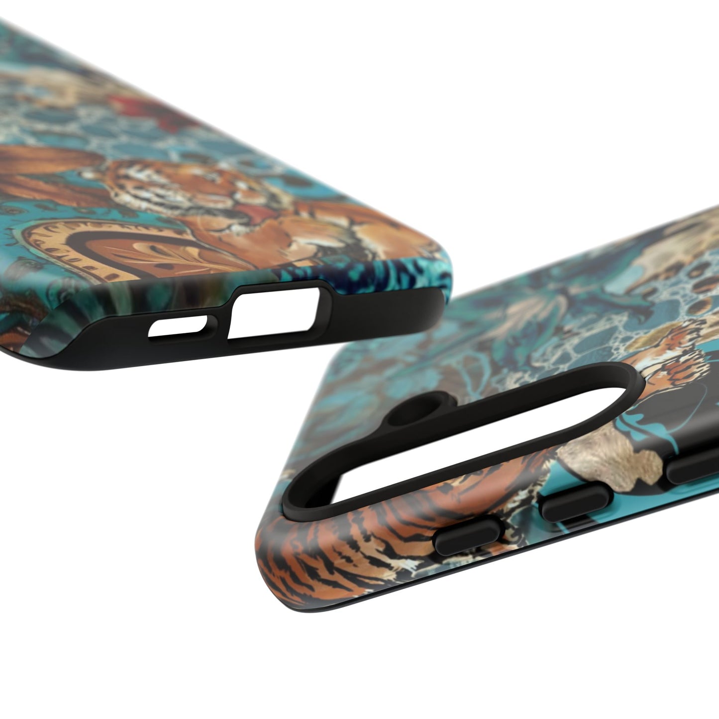 Floral Tiger Phone Case - Teal Safari Protective Cover