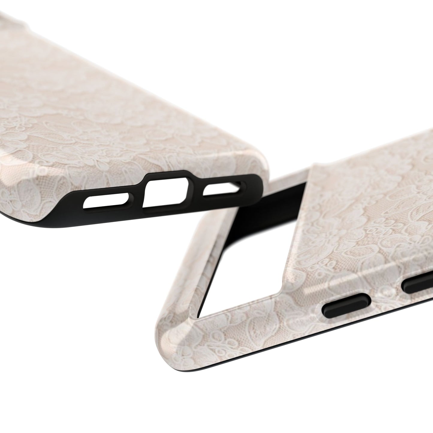 Floral Lace Tough Phone Case – Vintage Ivory Protective Cover