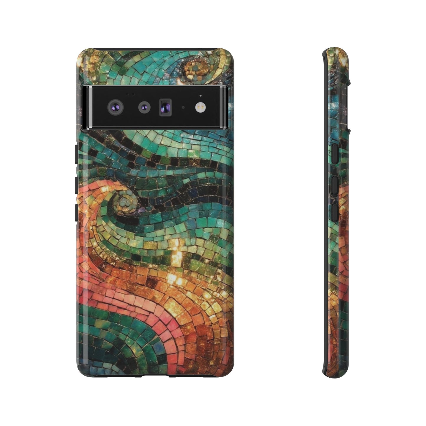 Mosaic Wave Phone Case – Colorful Artistic Tile Design Tough Case