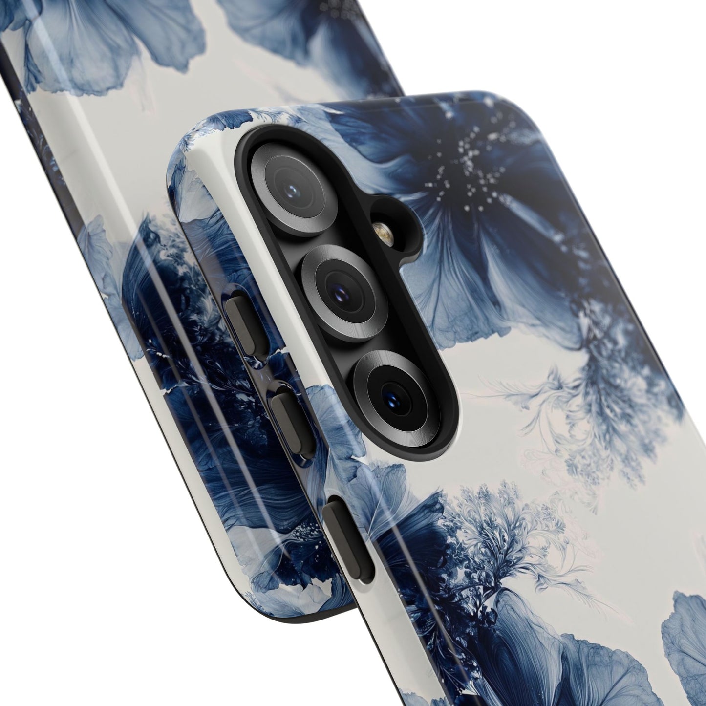 Floral Indigo Tough Phone Case — Blue Botanical Protective Cover