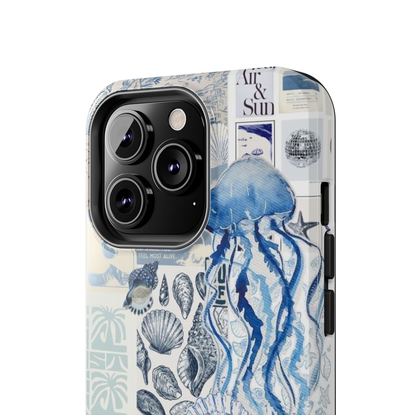 Sea Collage Tough Phone Case — Blue Jellyfish & Shells Coastal Design