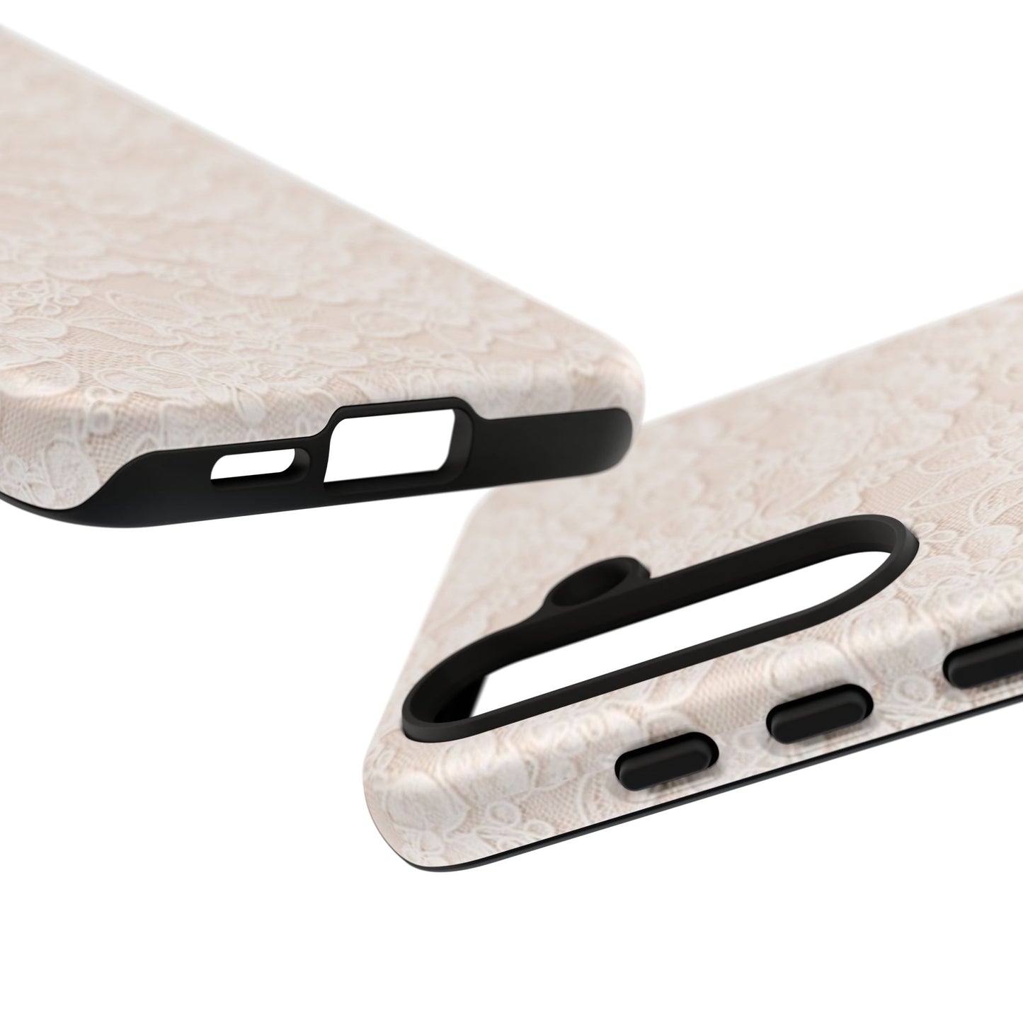 Floral Lace Tough Phone Case – Vintage Ivory Protective Cover