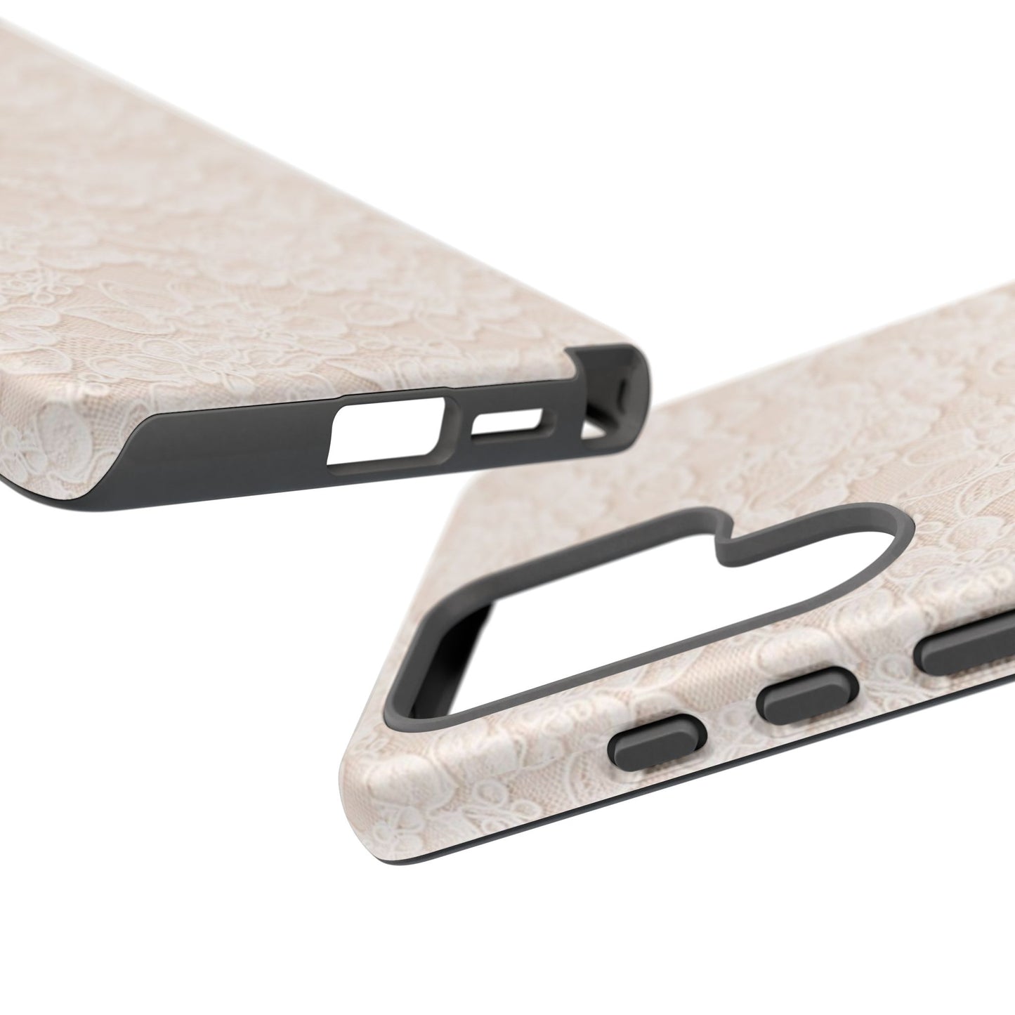 Floral Lace Tough Phone Case – Vintage Ivory Protective Cover
