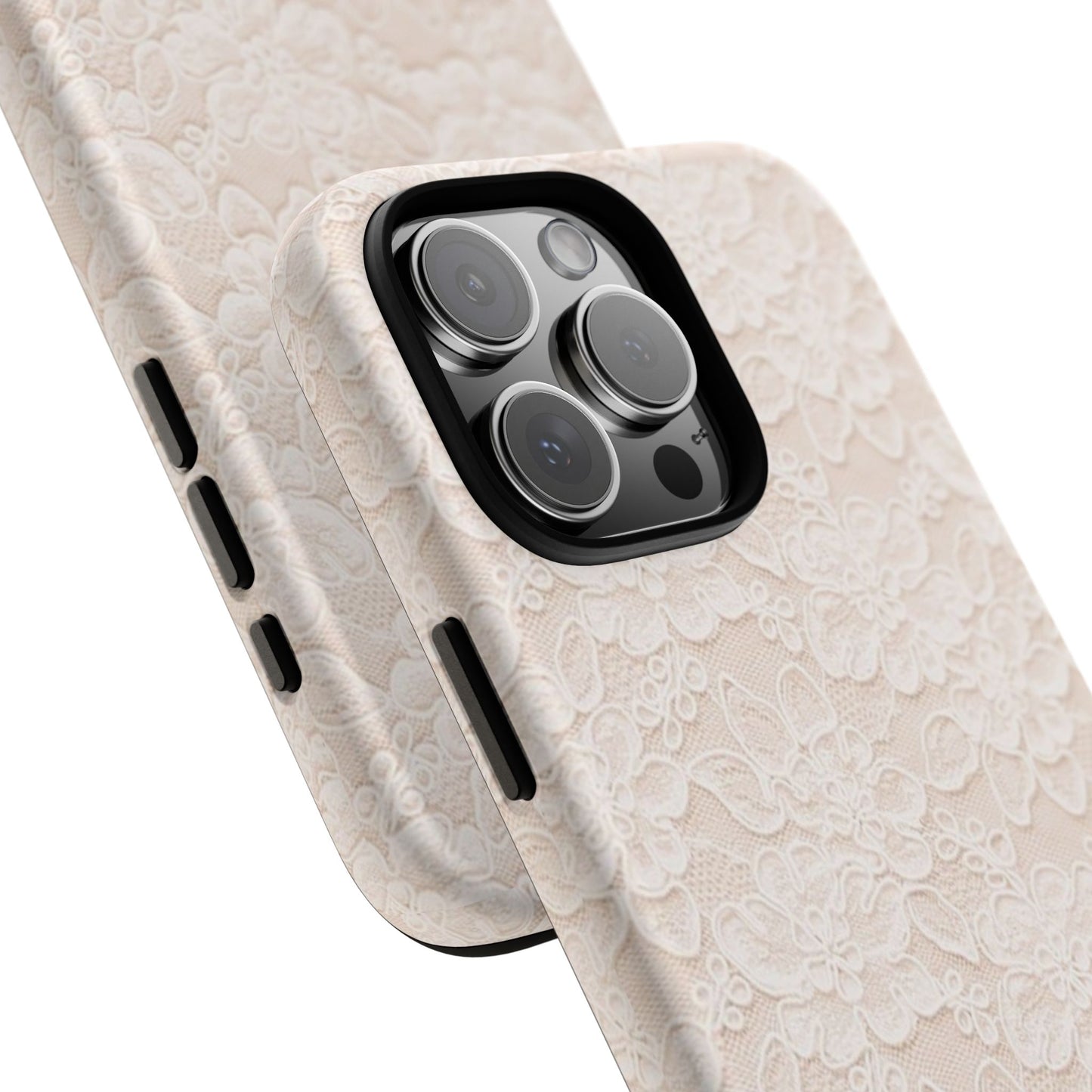 Floral Lace Tough Phone Case – Vintage Ivory Protective Cover