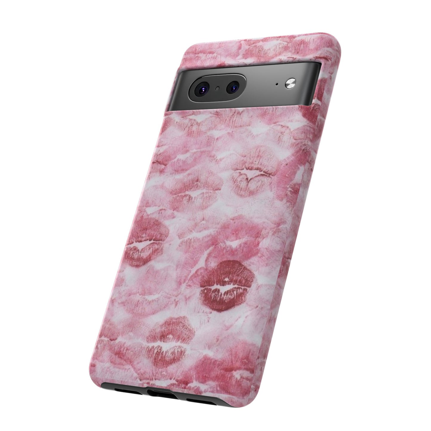 Kiss Print Tough Phone Case — Pink Marble Lip Pattern, Protective iPhone Cover