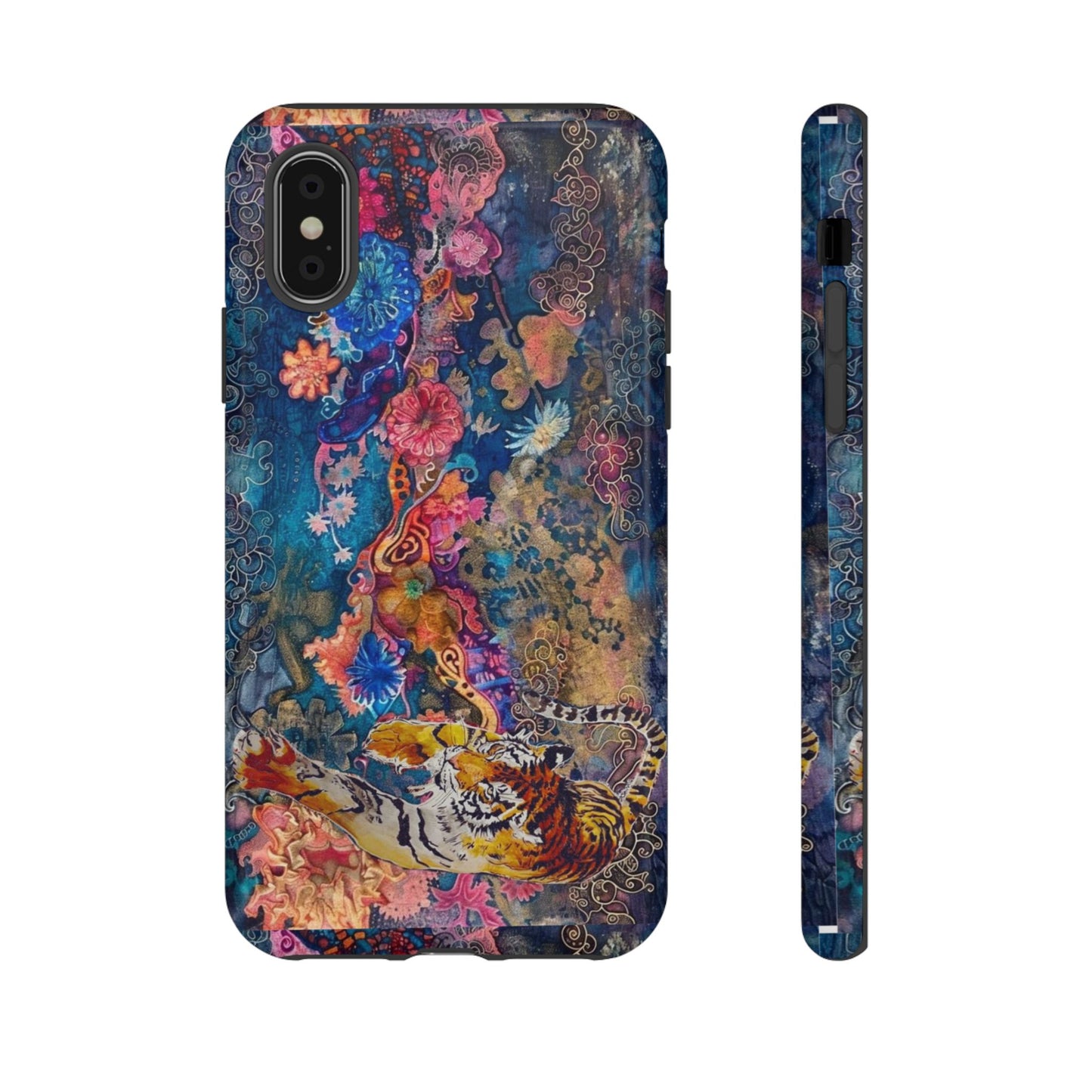 Phone Case - Colorful Floral Tiger Tough Case