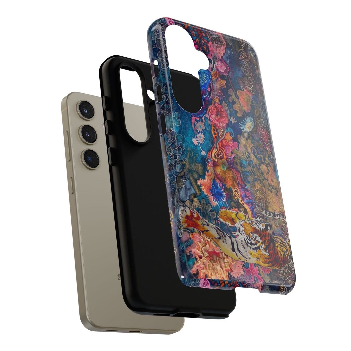 Phone Case - Colorful Floral Tiger Tough Case