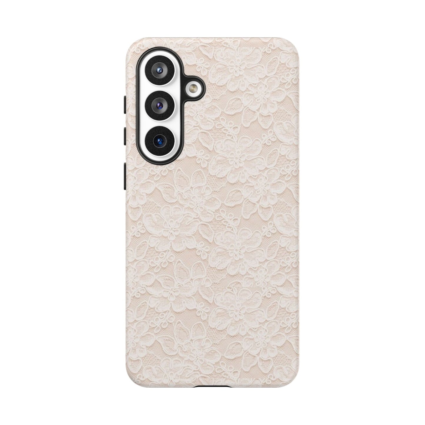 Floral Lace Tough Phone Case – Vintage Ivory Protective Cover