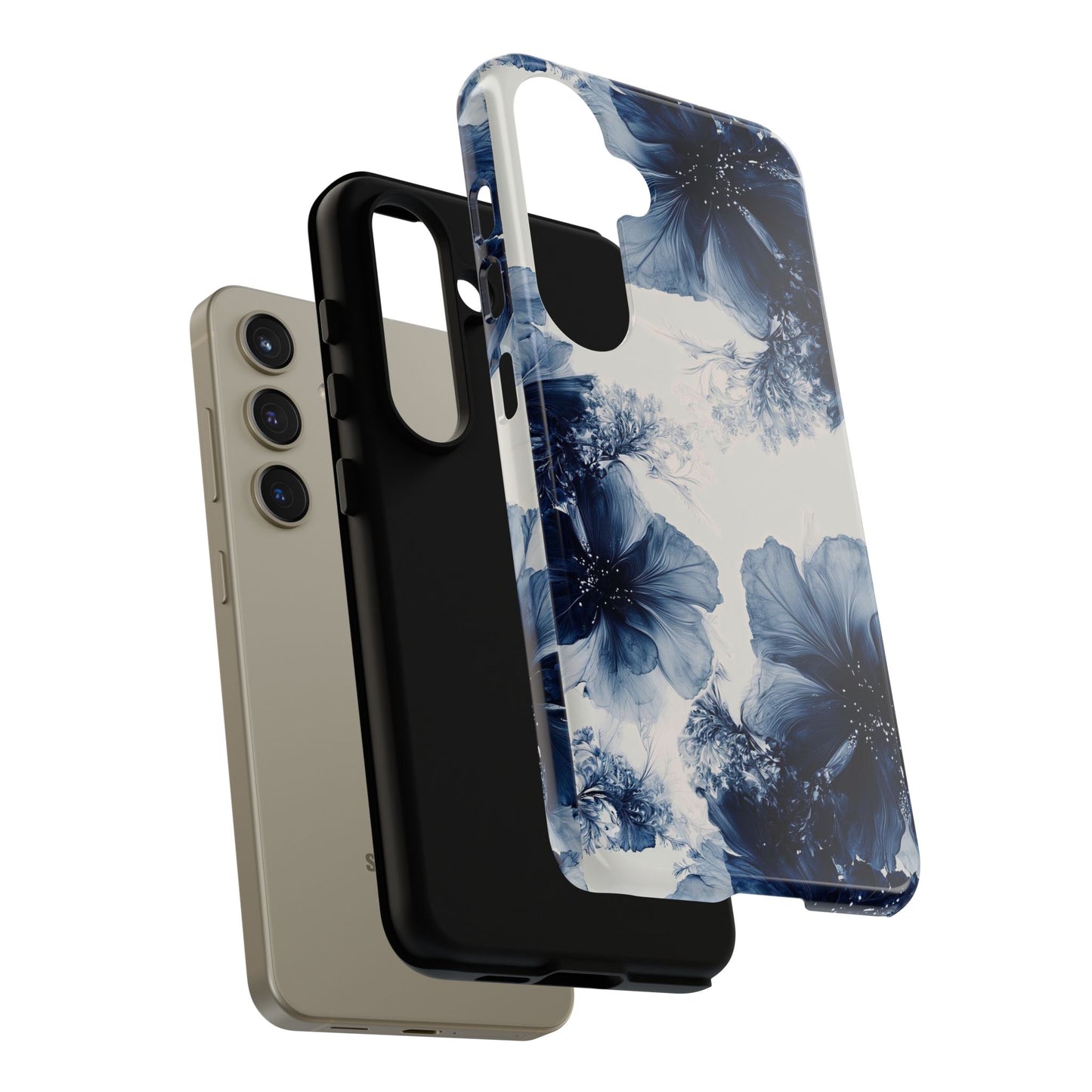 Floral Indigo Tough Phone Case — Blue Botanical Protective Cover