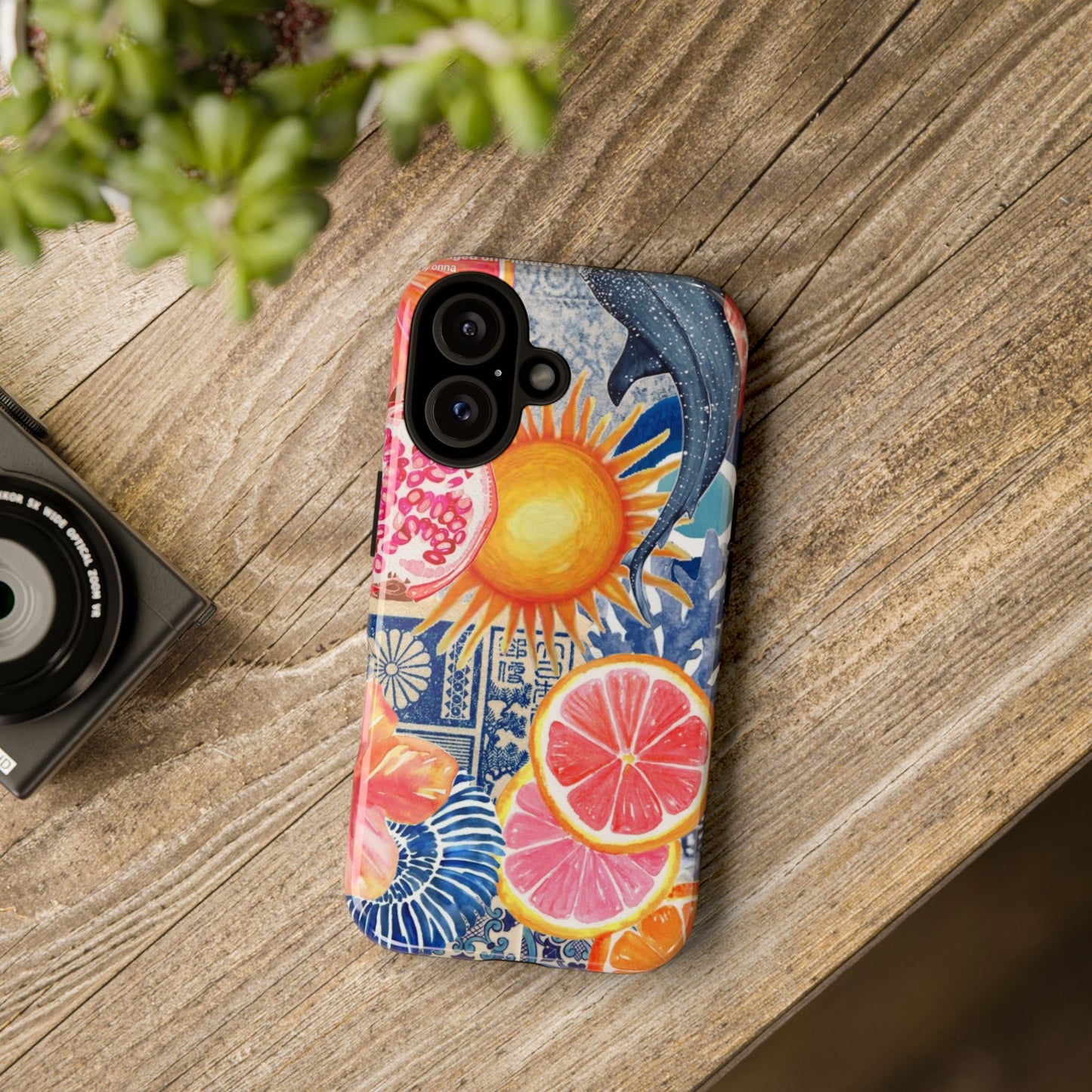Tough Cases — Tropical Citrus Sun & Dolphin Phone Case