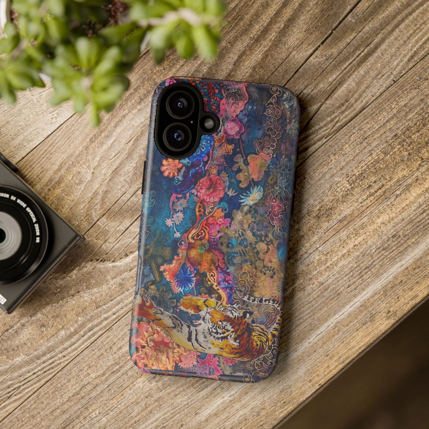 Phone Case - Colorful Floral Tiger Tough Case