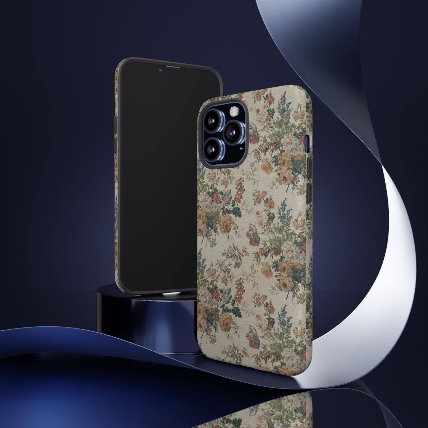 Floral Vintage Tough Phone Case – Antique Rose Pattern