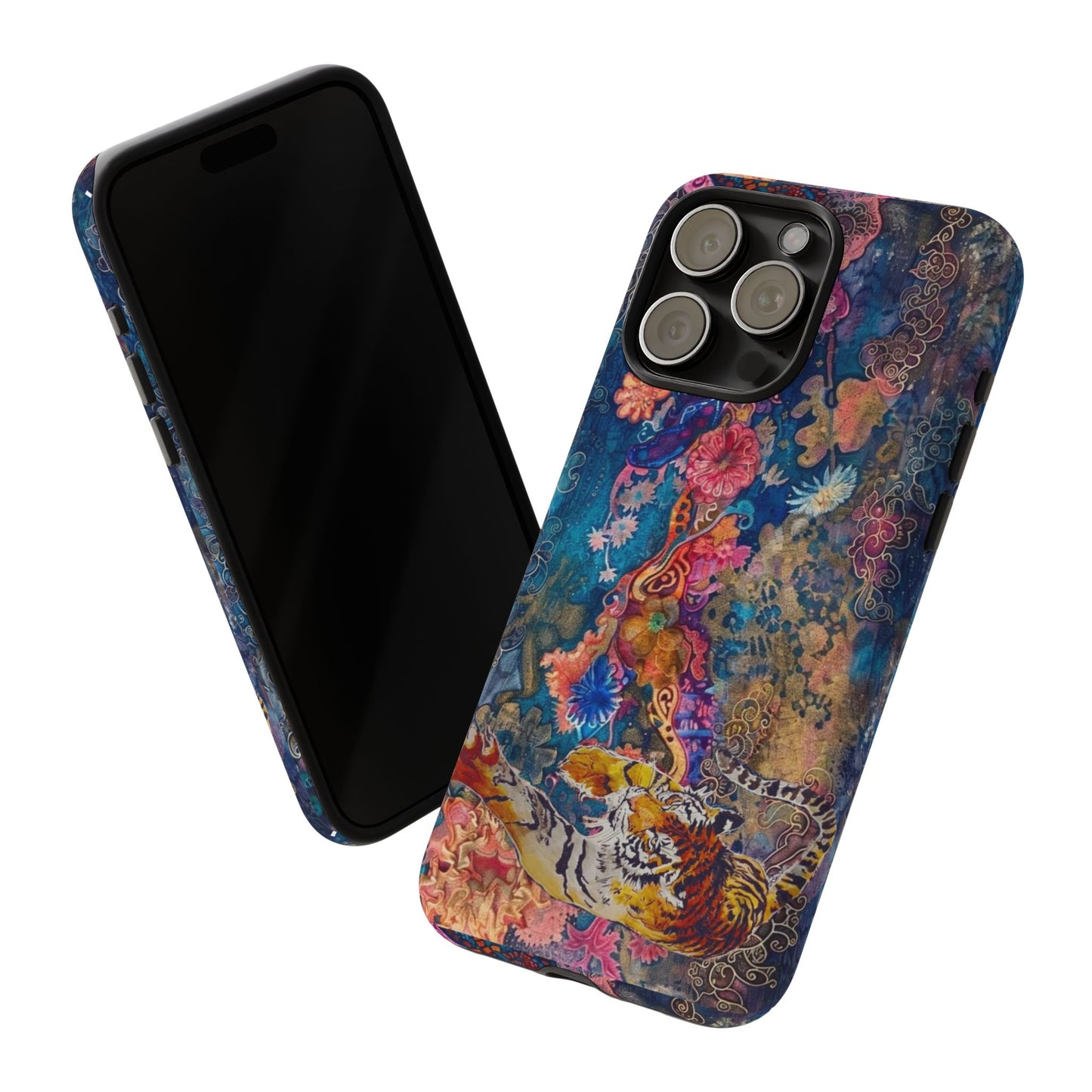 Phone Case - Colorful Floral Tiger Tough Case