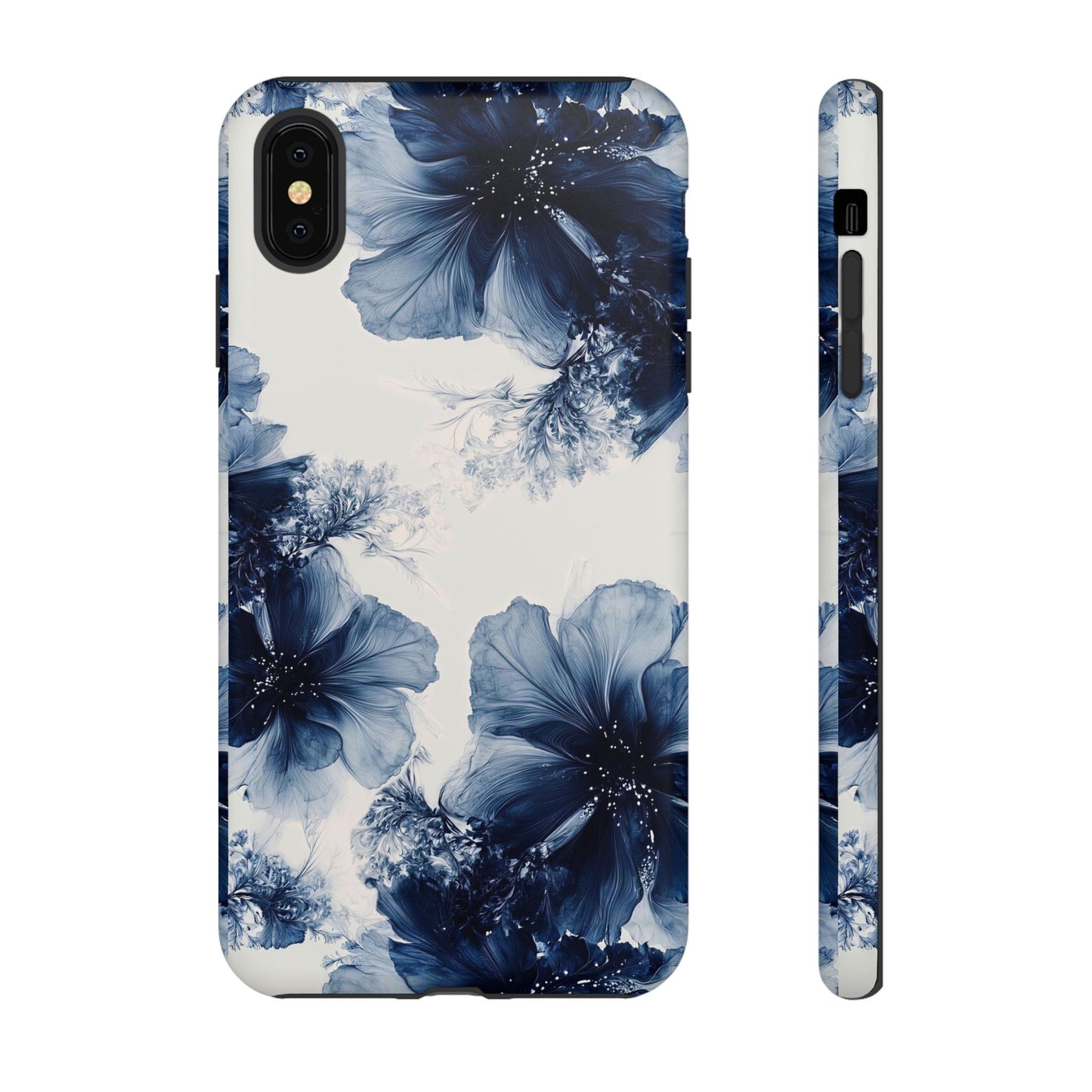 Floral Indigo Tough Phone Case — Blue Botanical Protective Cover