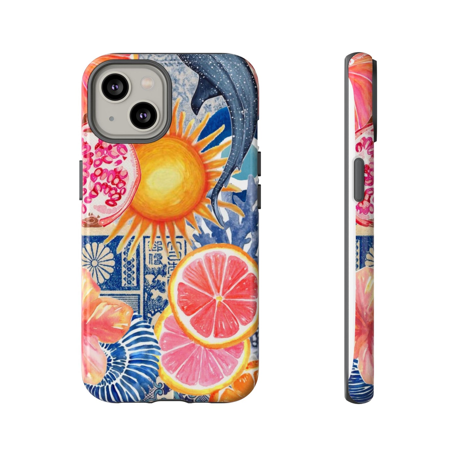 Tough Cases — Tropical Citrus Sun & Dolphin Phone Case