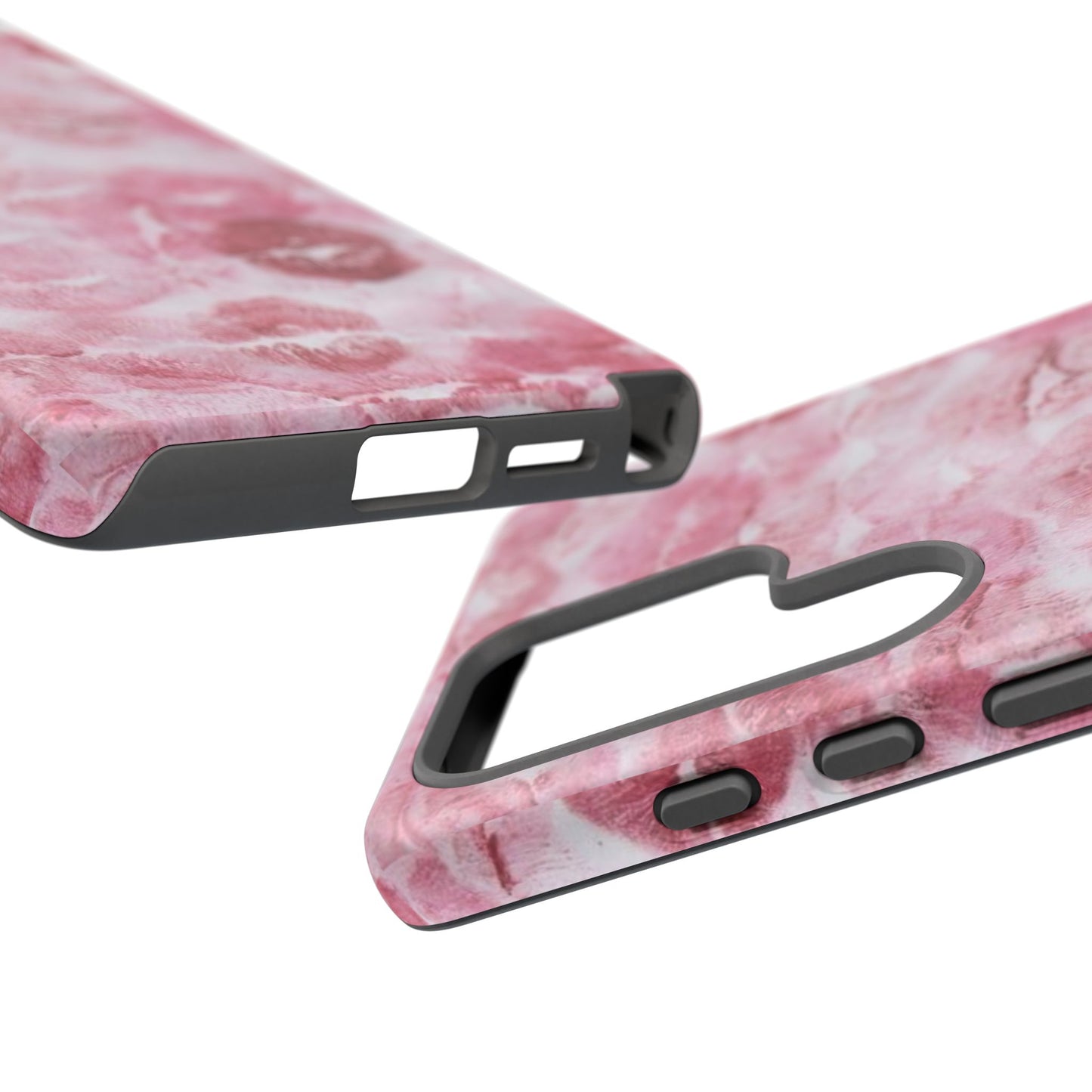 Kiss Print Tough Phone Case — Pink Marble Lip Pattern, Protective iPhone Cover