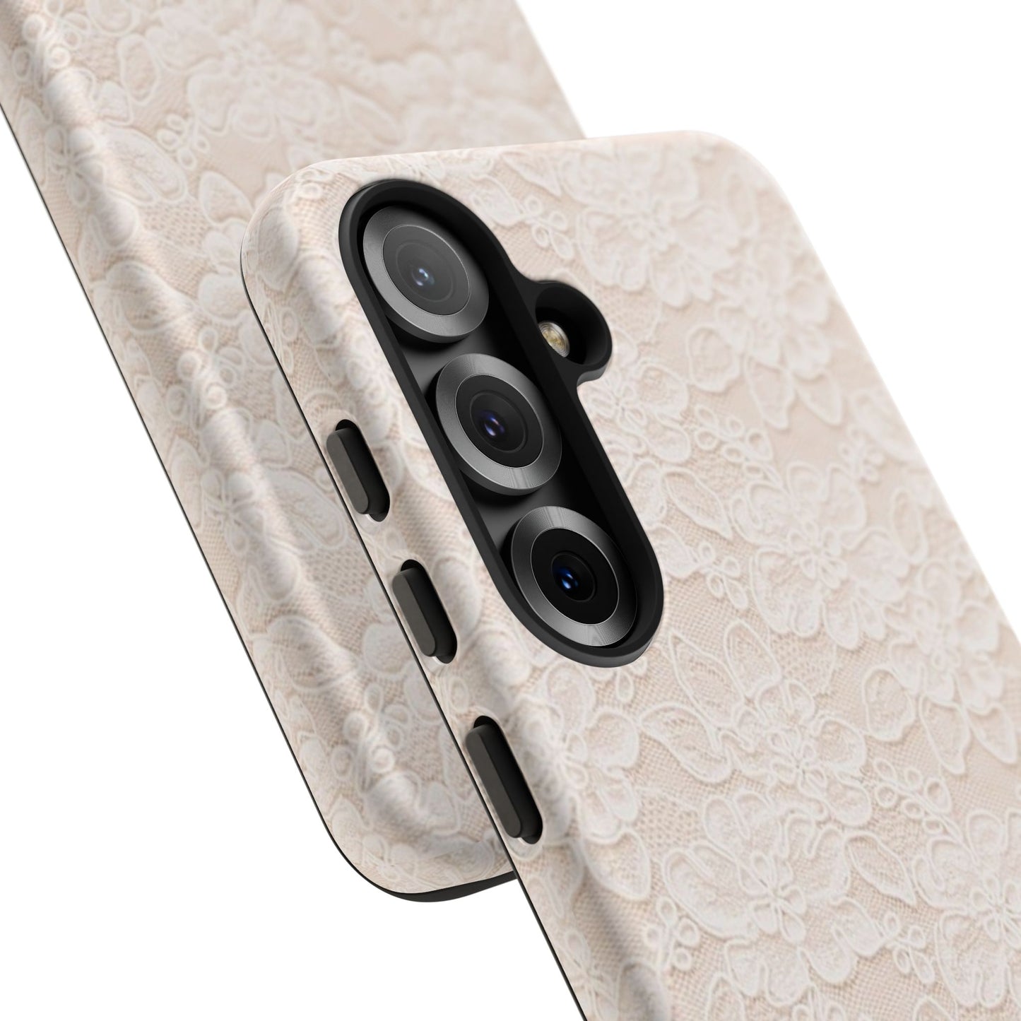 Floral Lace Tough Phone Case – Vintage Ivory Protective Cover