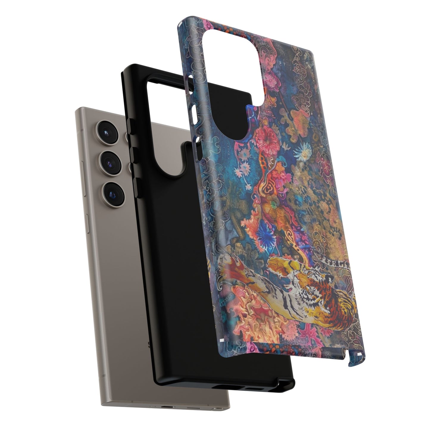 Phone Case - Colorful Floral Tiger Tough Case