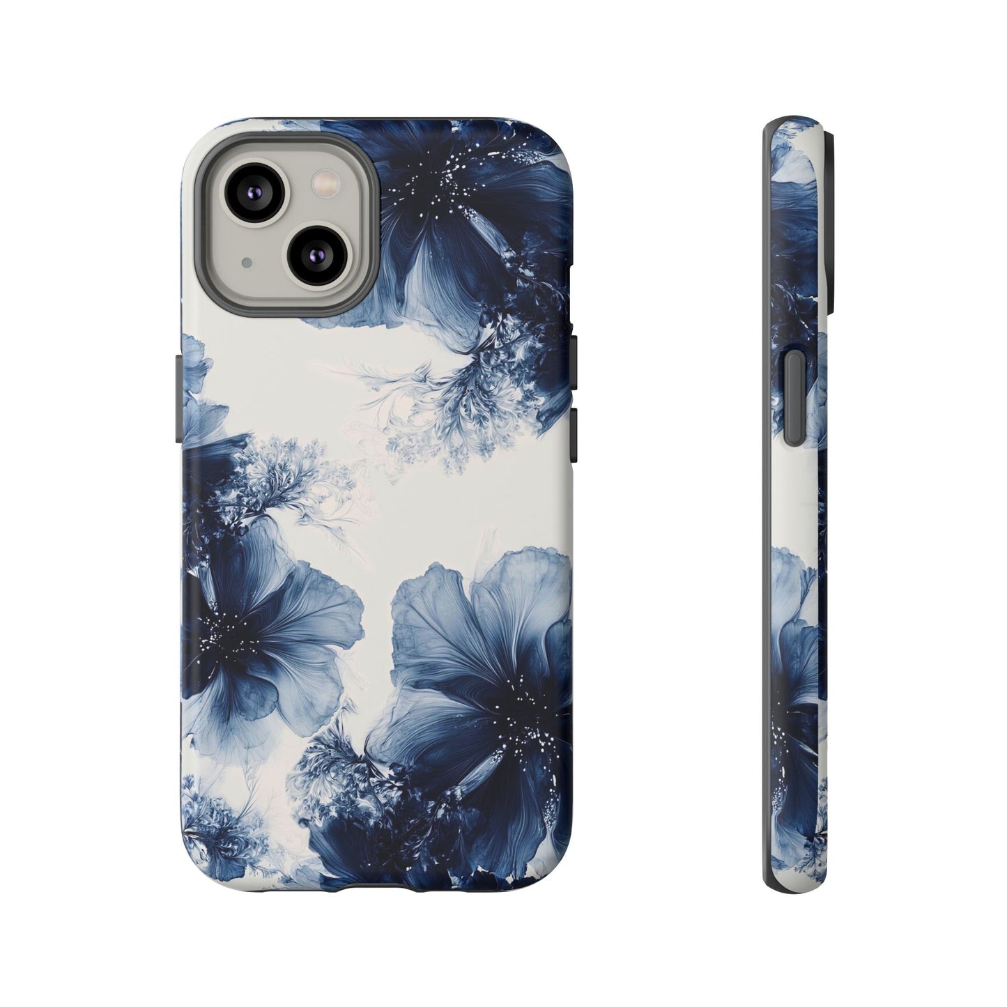 Floral Indigo Tough Phone Case — Blue Botanical Protective Cover
