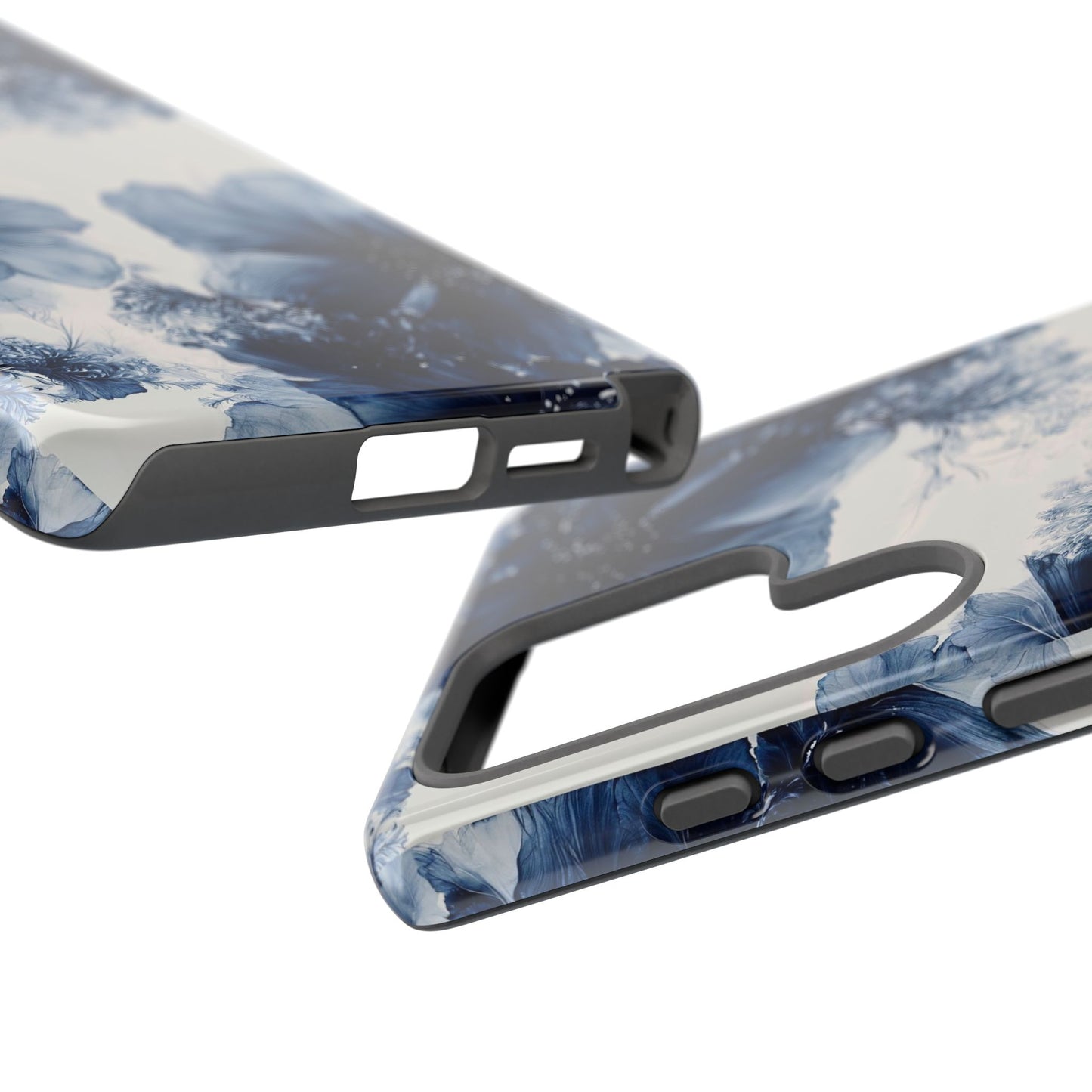 Floral Indigo Tough Phone Case — Blue Botanical Protective Cover