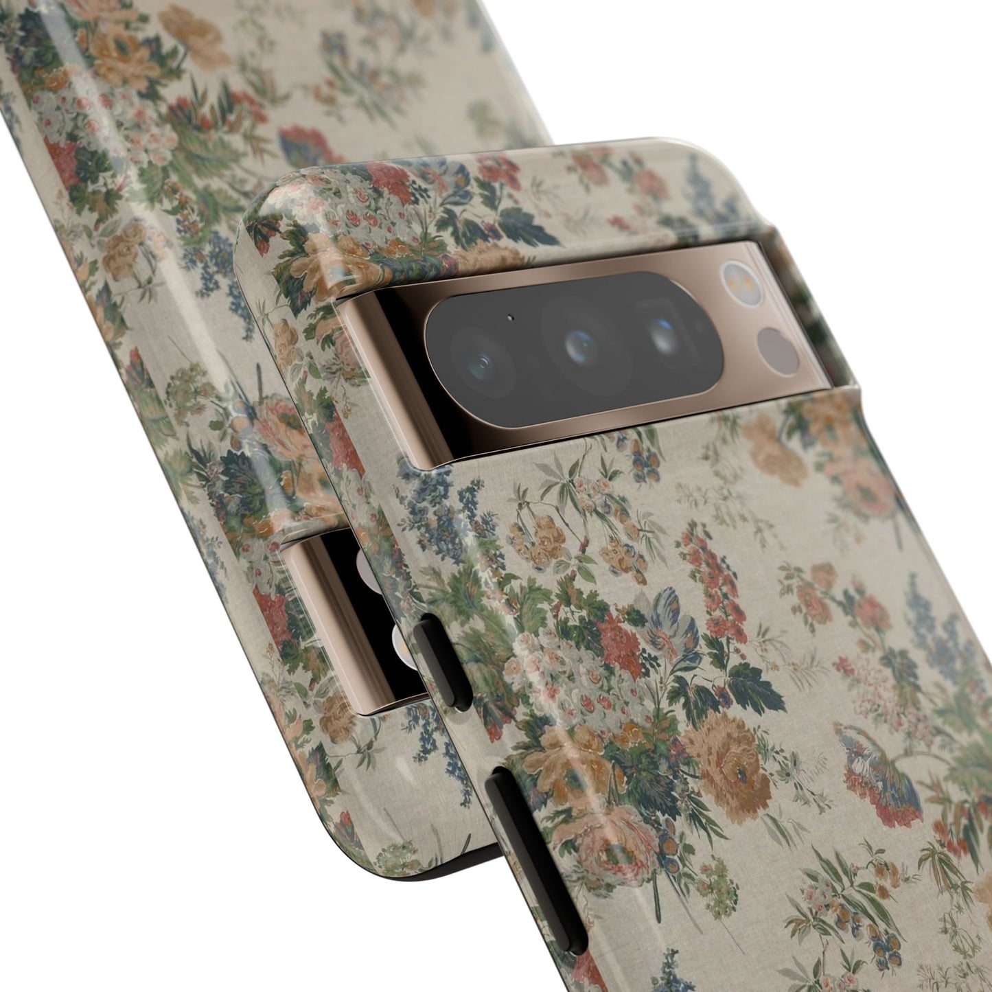 Floral Vintage Tough Phone Case – Antique Rose Pattern