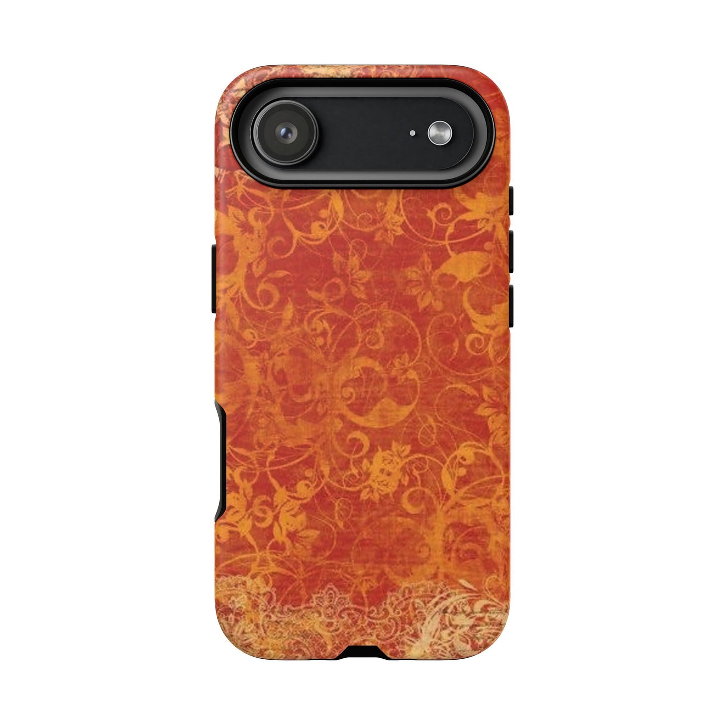 Floral Autumn iPhone Tough Case — Orange Vintage Scroll Design
