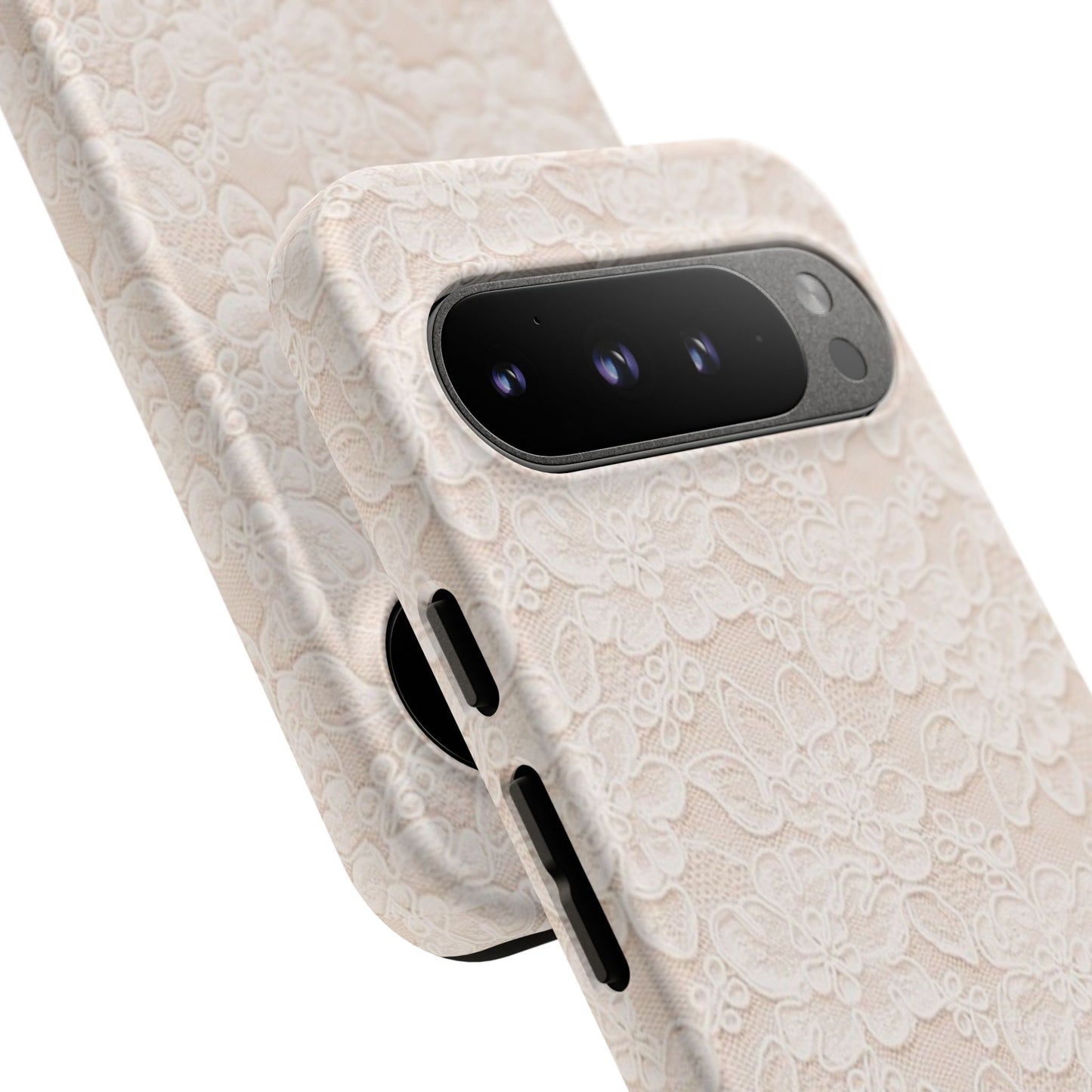 Floral Lace Tough Phone Case – Vintage Ivory Protective Cover