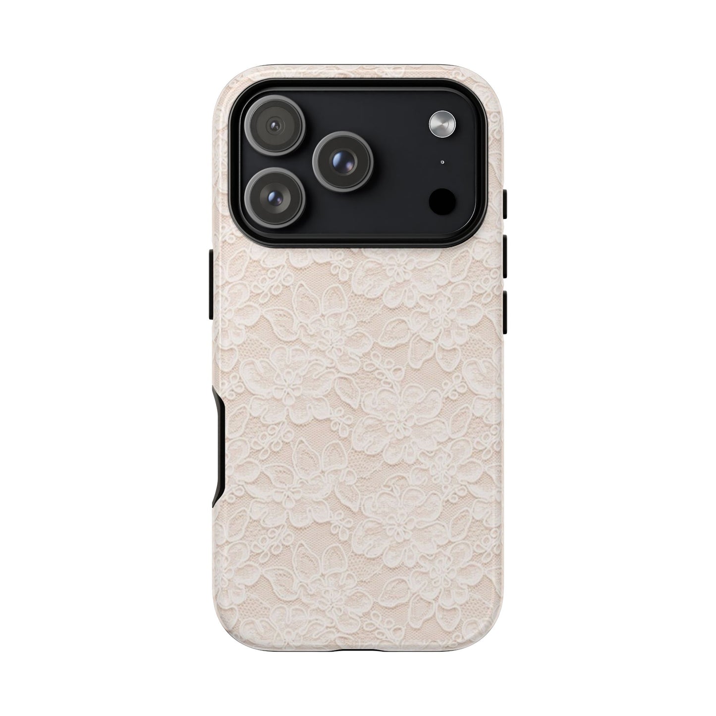Floral Lace Tough Phone Case – Vintage Ivory Protective Cover