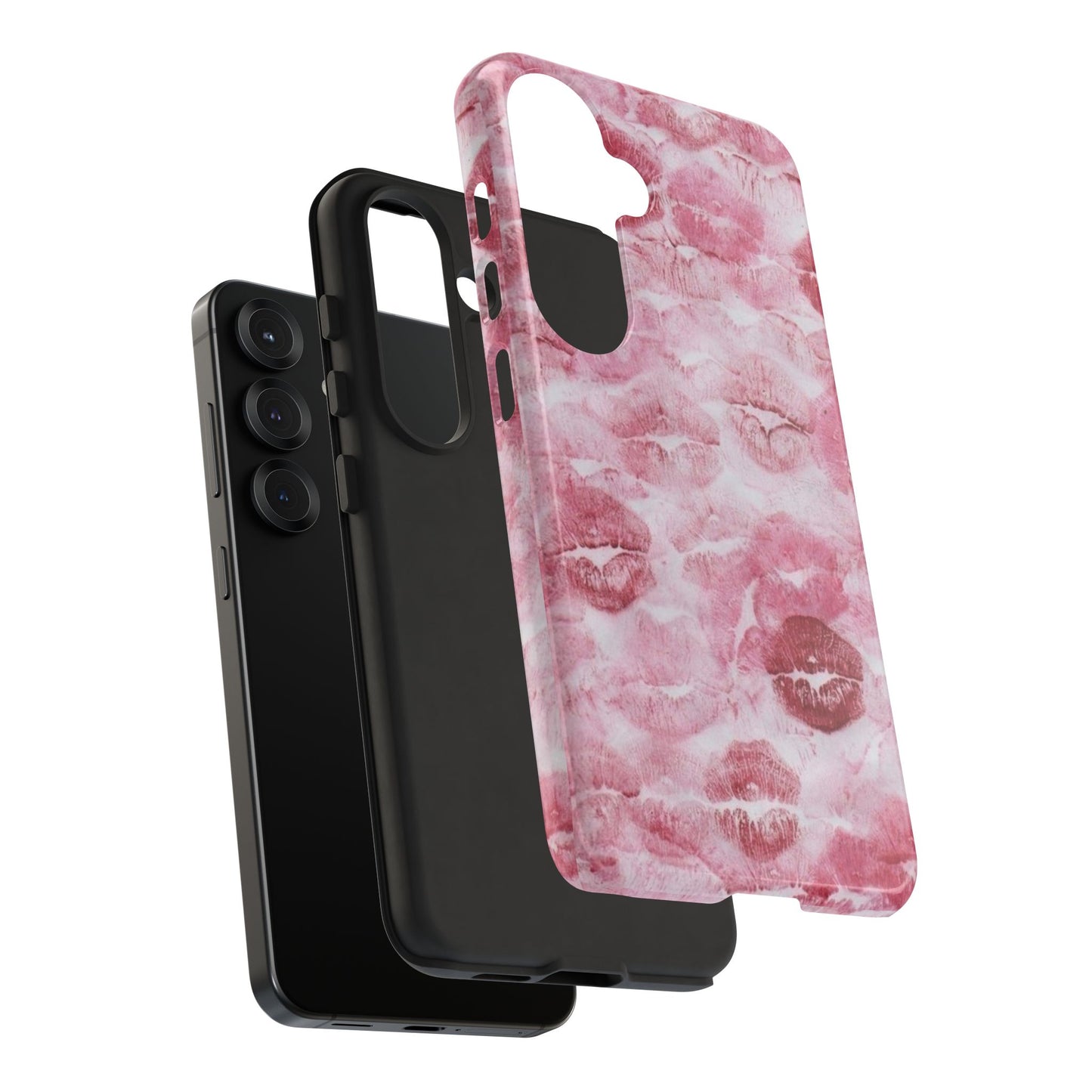 Kiss Print Tough Phone Case — Pink Marble Lip Pattern, Protective iPhone Cover