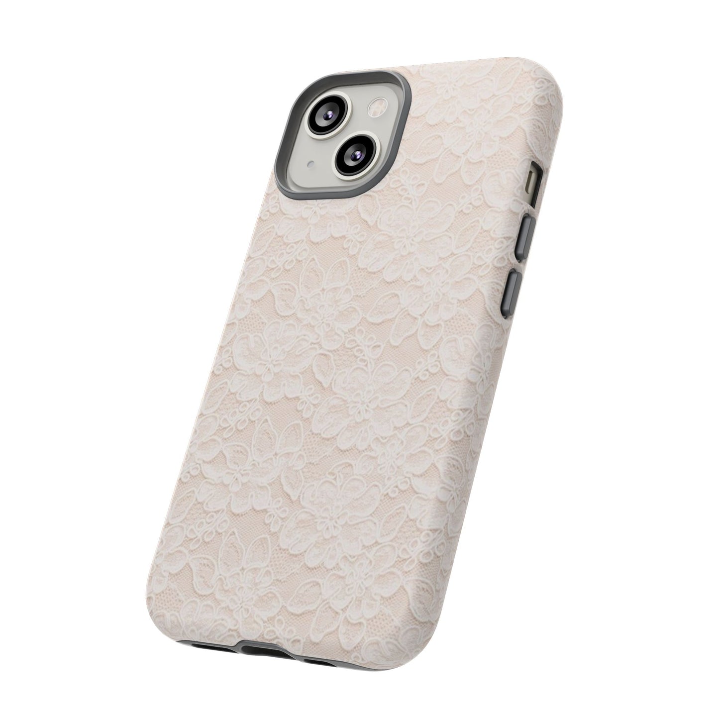 Floral Lace Tough Phone Case – Vintage Ivory Protective Cover