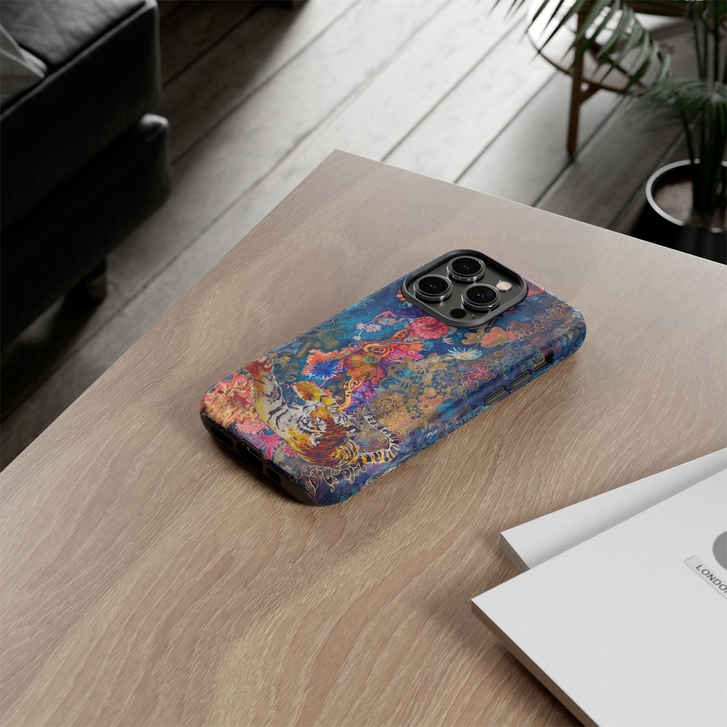 Phone Case - Colorful Floral Tiger Tough Case