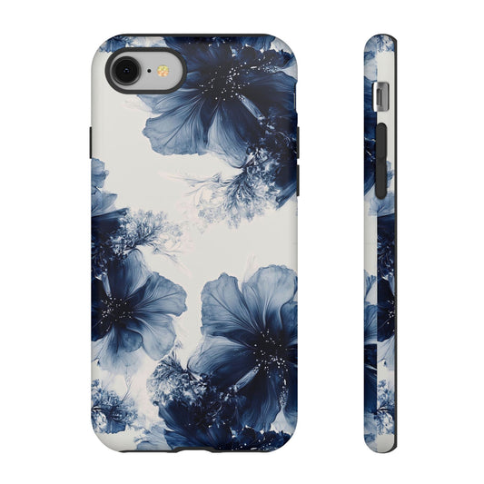 Floral Indigo Tough Phone Case — Blue Botanical Protective Cover