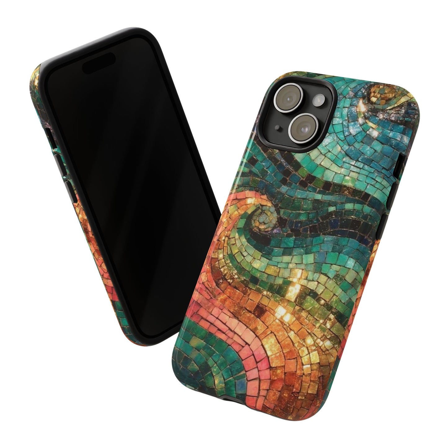 Mosaic Wave Phone Case – Colorful Artistic Tile Design Tough Case