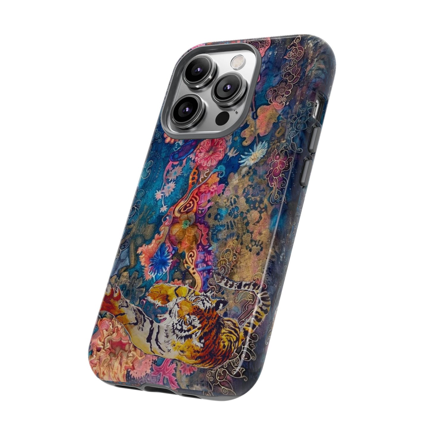 Phone Case - Colorful Floral Tiger Tough Case