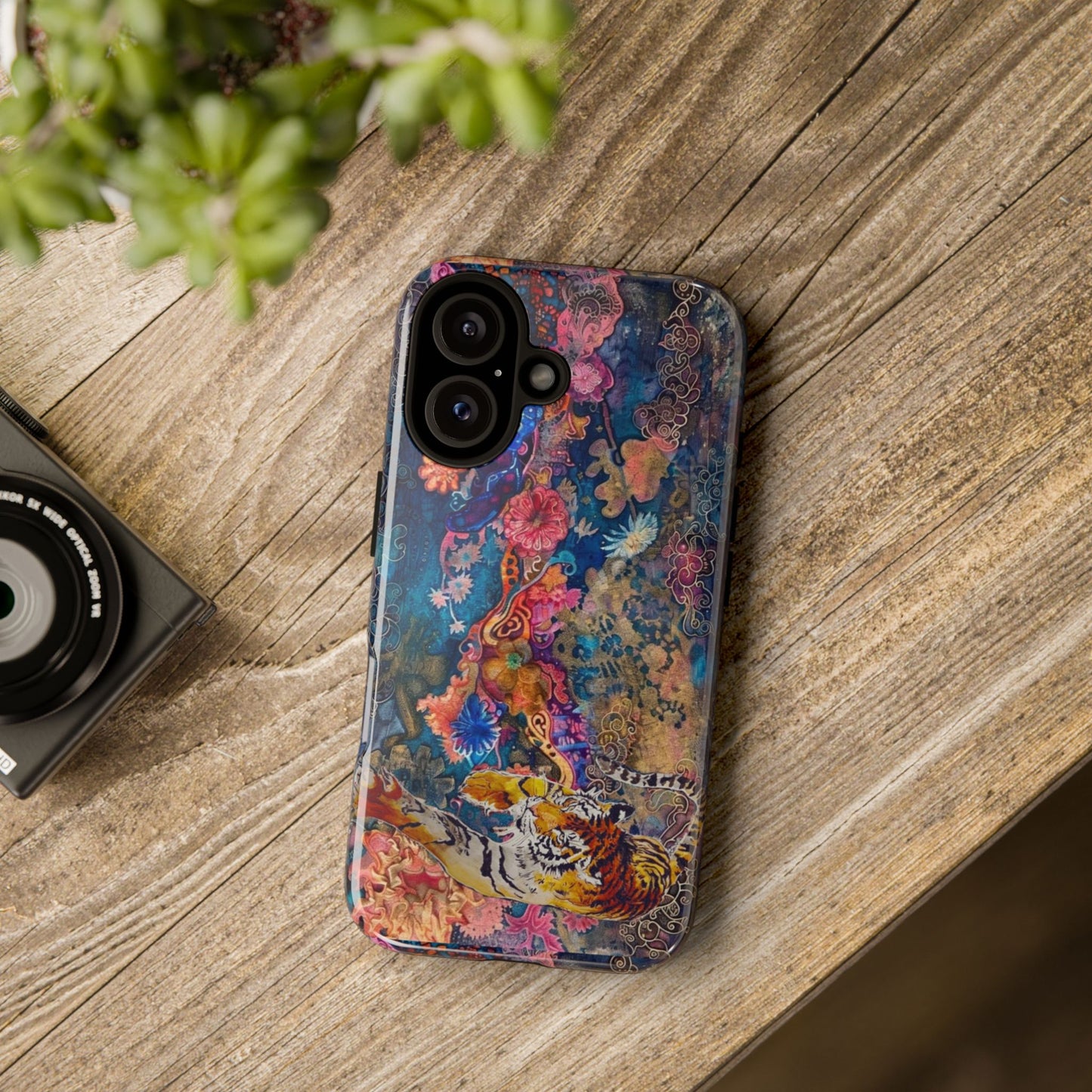 Phone Case - Colorful Floral Tiger Tough Case