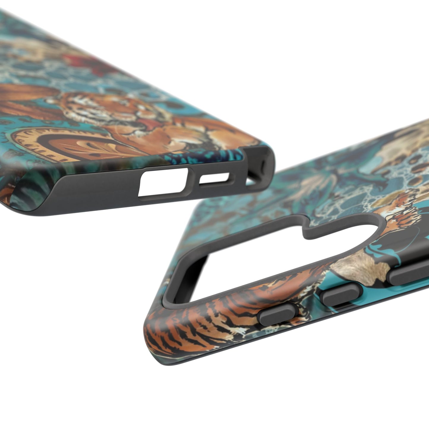 Floral Tiger Phone Case - Teal Safari Protective Cover