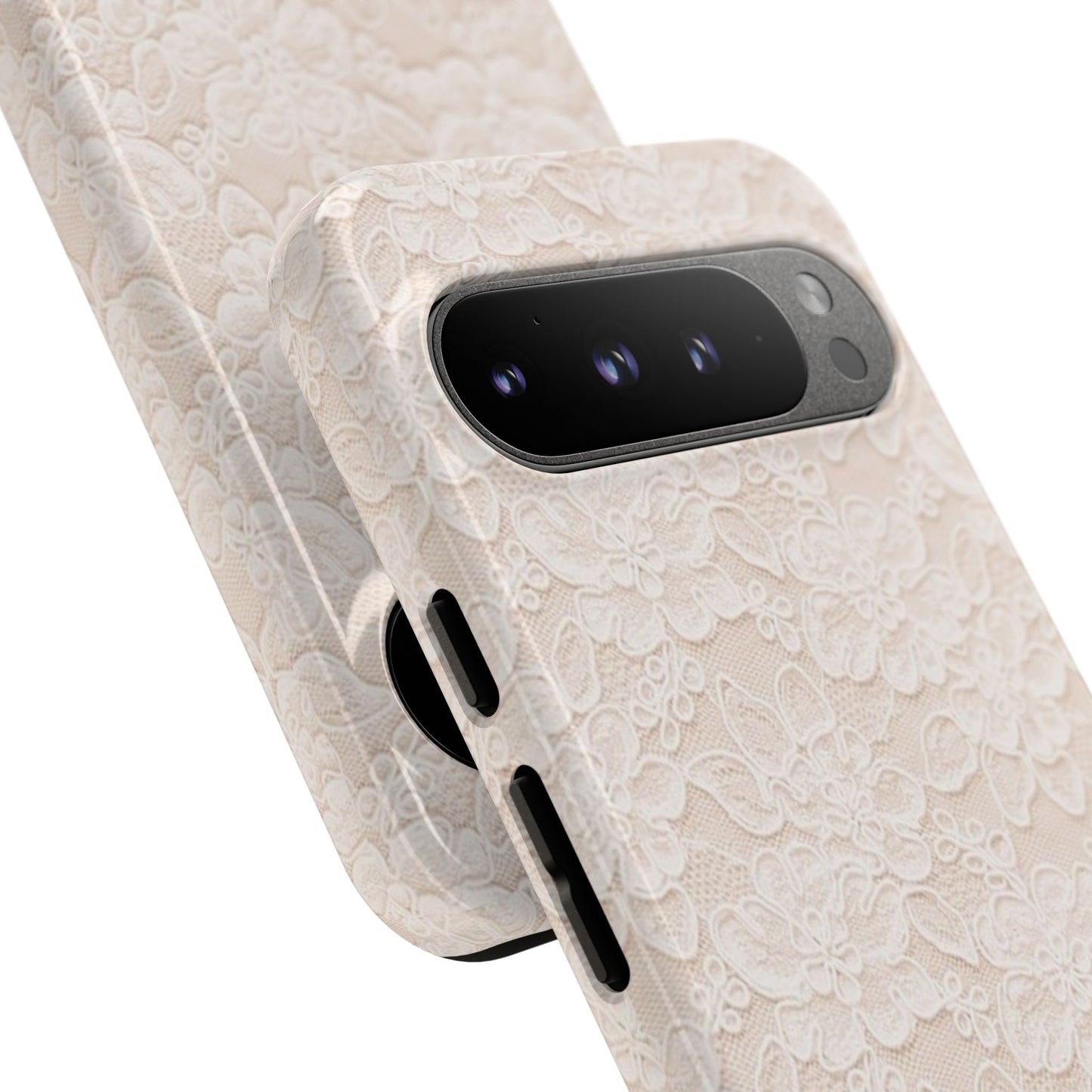 Floral Lace Tough Phone Case – Vintage Ivory Protective Cover