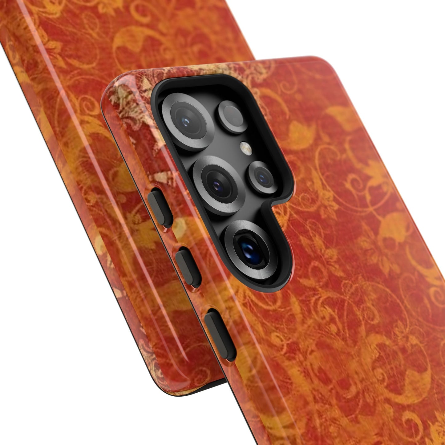Floral Autumn iPhone Tough Case — Orange Vintage Scroll Design