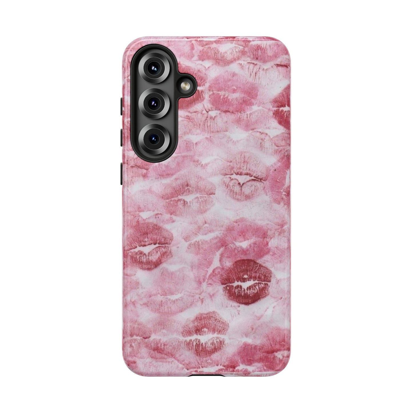 Kiss Print Tough Phone Case — Pink Marble Lip Pattern, Protective iPhone Cover