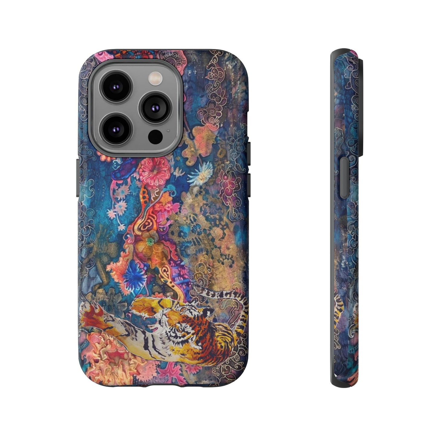 Phone Case - Colorful Floral Tiger Tough Case