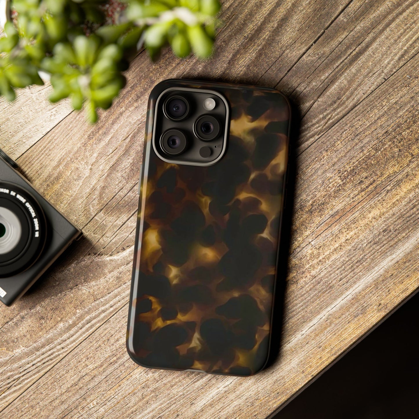 Tortoiseshell Phone Case — Protective Tough Case with Classic Brown Pattern