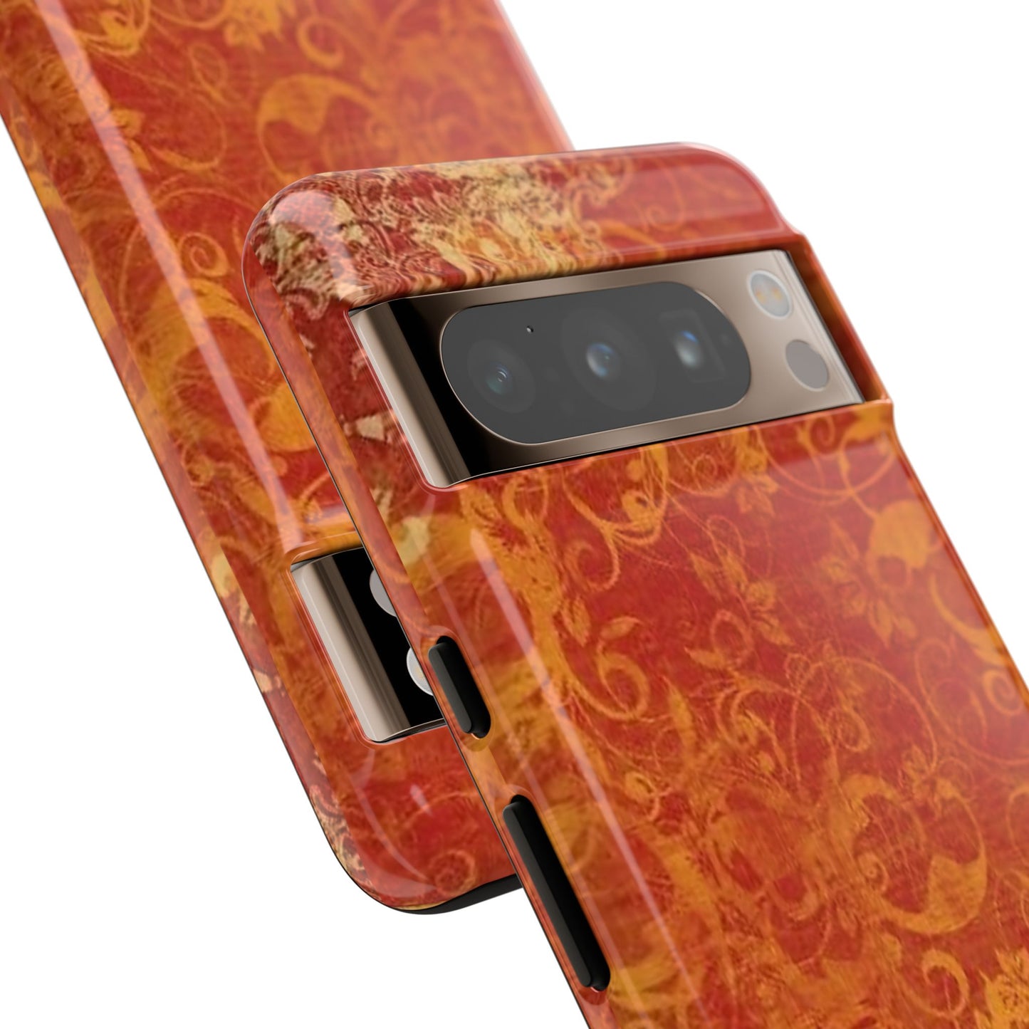 Floral Autumn iPhone Tough Case — Orange Vintage Scroll Design