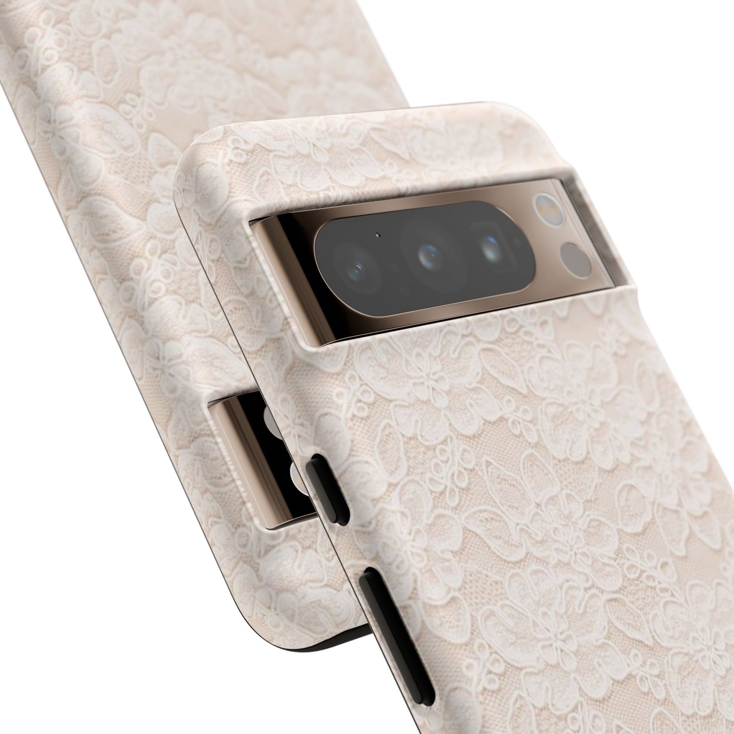Floral Lace Tough Phone Case – Vintage Ivory Protective Cover