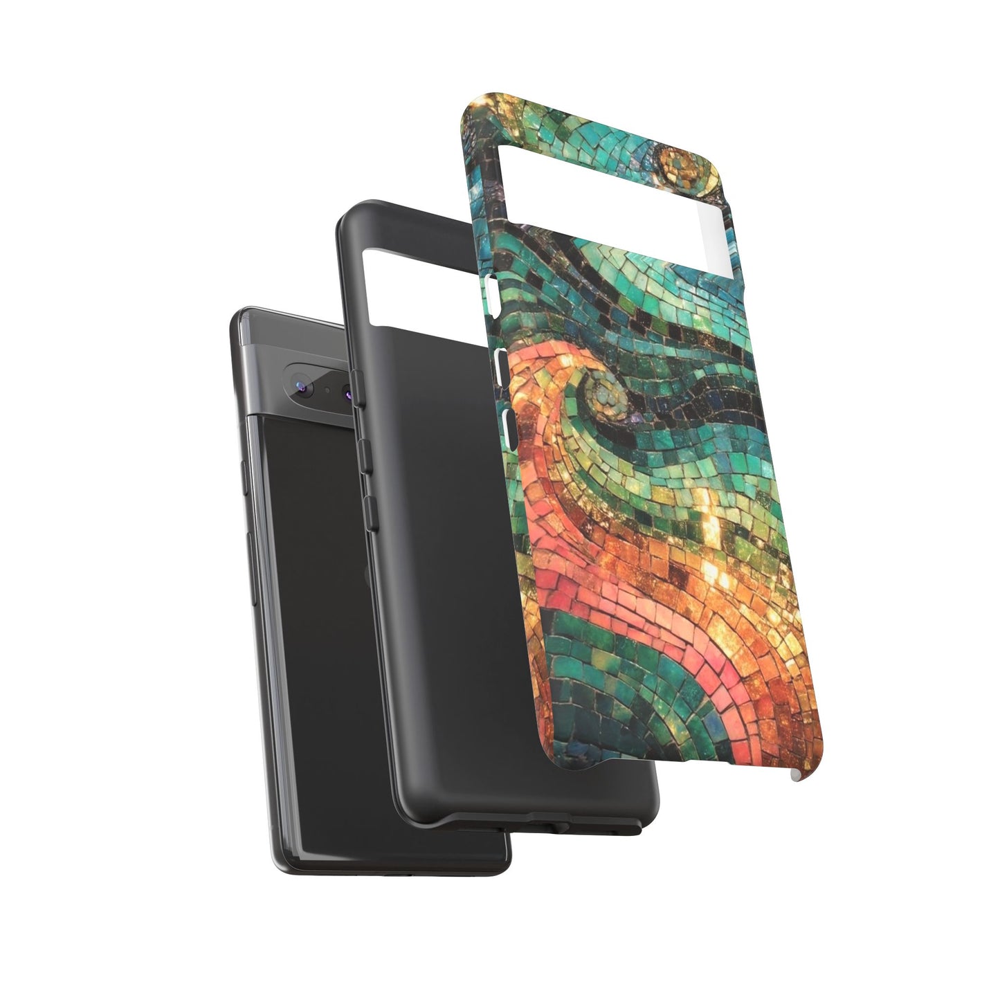 Mosaic Wave Phone Case – Colorful Artistic Tile Design Tough Case