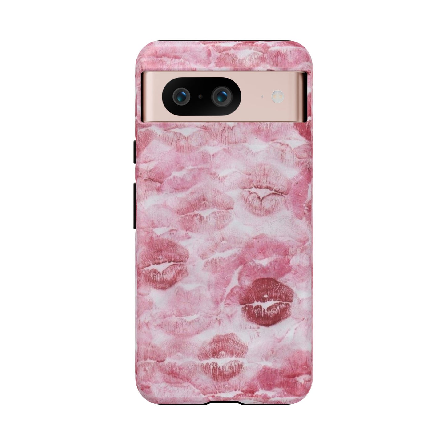 Kiss Print Tough Phone Case — Pink Marble Lip Pattern, Protective iPhone Cover